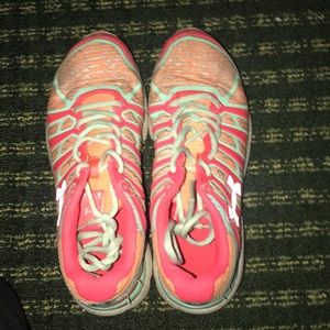 pink and teal sneakers